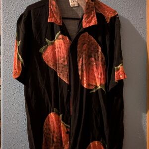 Zara Black Shirt with Multicolor Floral Accents
